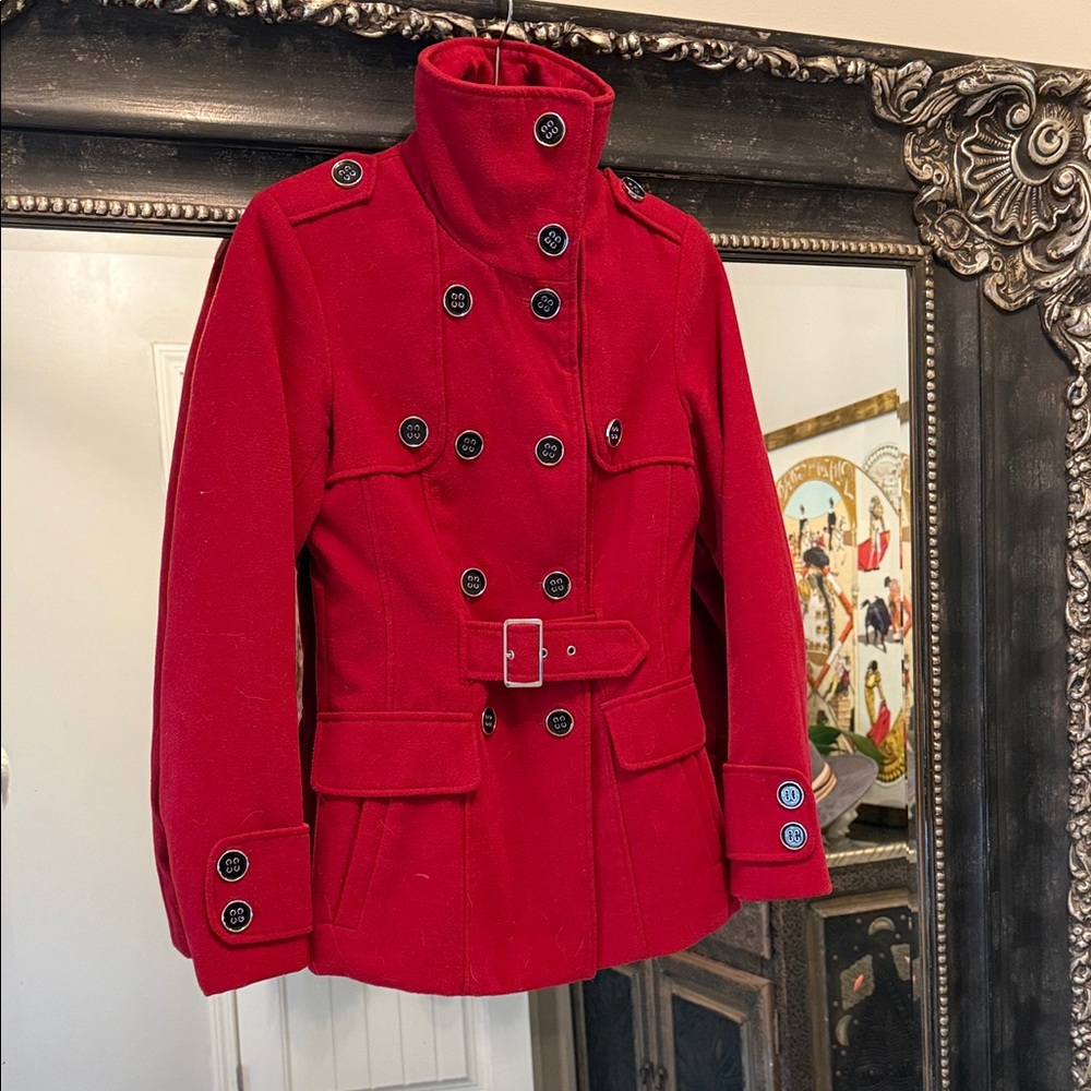 Red Double-Breasted Peacoat